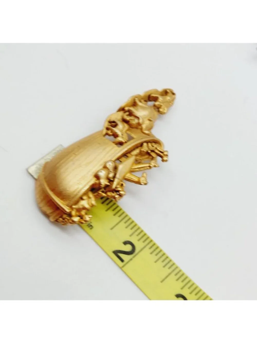 AJC Noah Ark Gold Tone Brooch Pin signed Vintage